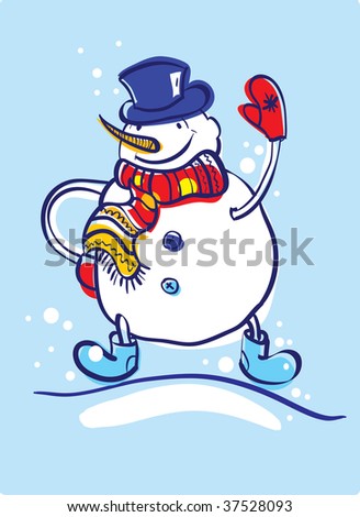 Cute hand-drawn vector snow-man doodle