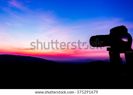 Silhouette Filter : DSLR camera focus on sunrise lanscape sceen