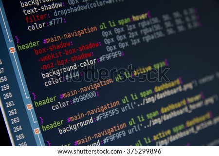 Software developer programming code. Abstract computer script code. Programming code abstract screen of software developer. Computer script. Programming Work Time. Programmer Typing Lines HTML Code.