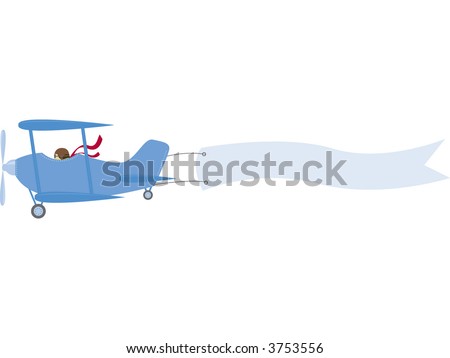 A vintage biplane pulls a banner ready for your message. Fully editable vector illustration.