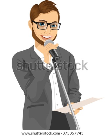 man speaking into a microphone