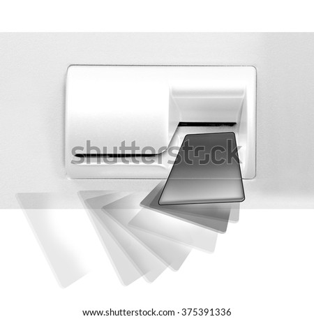 Automated teller machine and Electronic card crop photo and graphic design white color for your company graphic color full and logo