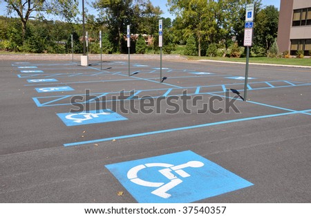 several handicap parking areas in a parking lot