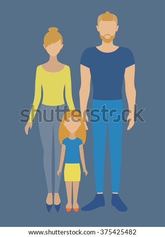 People. A family.The family, consisting of father, mother and little daughter.