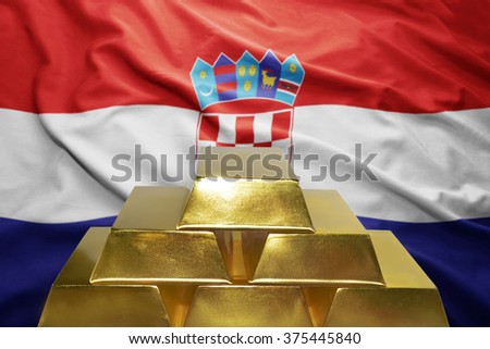 shining golden bullions on the croatian flag background