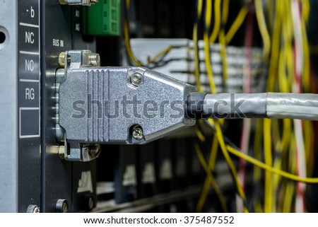 serial communications connector  RS 232 close up Royalty-Free Stock Photo #375487552