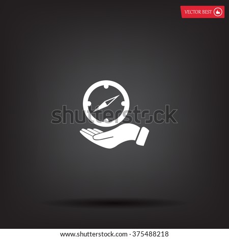 Compass on hand flat icon. Vector illustration EPS.
