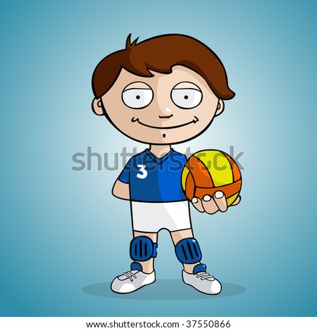 A volleyball player draw in cartoon style