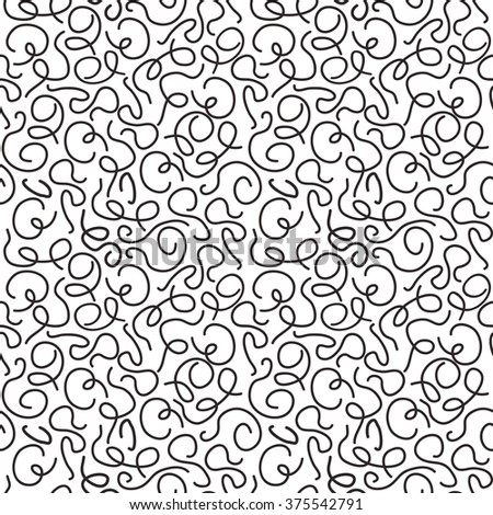 Seamless pattern. Black ornate lines on a white background.