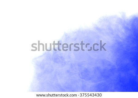 Abstract art. Blue smoke hookah on a white background. Inhalation. The steam generator. The concept of poison gas. Gas attack.