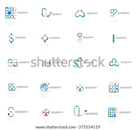 Set of linear abstract logos. Swirl, circle, infinity loop and other concepts. Logotype brand templates