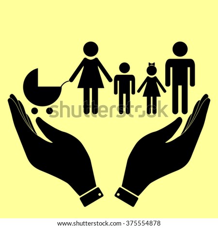 Family sign. Flat style icon vector illustration.