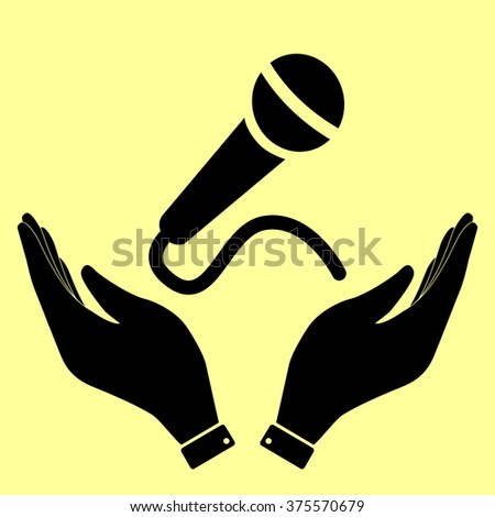 Microphone sign. Flat style icon vector illustration.