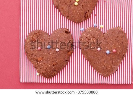 Valentine's day cookies. Heart shaped cookies for valentine's day. Top view