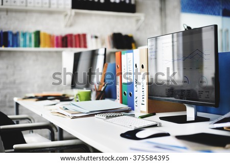 Contemporary Room Workplace Office Supplies Concept Royalty-Free Stock Photo #375584395