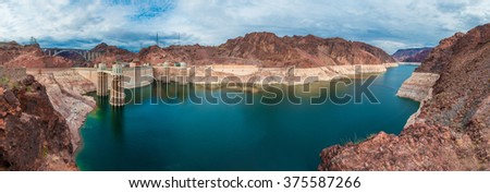 Panoramic view of The Hoover Dam Royalty-Free Stock Photo #375587266