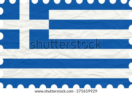 wrinkled paper greece stamp, abstract vector art illustration, image contains transparency
