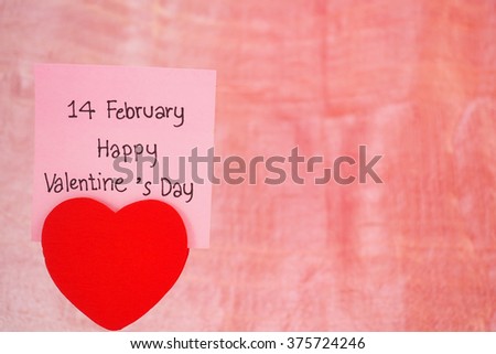 Paperclip red heart with message card of Valentine's day