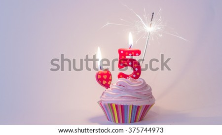 Happy Fifth Birthday Cupcake 5 Today Royalty-Free Stock Photo #375744973