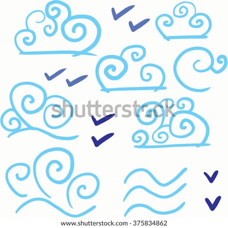 Clouds vector hand-drawn illustration