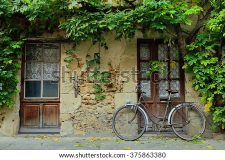 bicycle on the street-labastide d.armagnac Royalty-Free Stock Photo #375863380