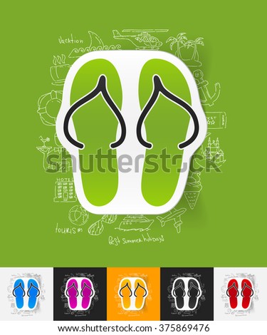 slippers paper sticker with hand drawn elements