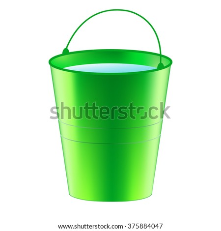 A bucket of water, harvest or domestic affairs. Garden tools, home inventory. Isolated element for garden design on a transparent background