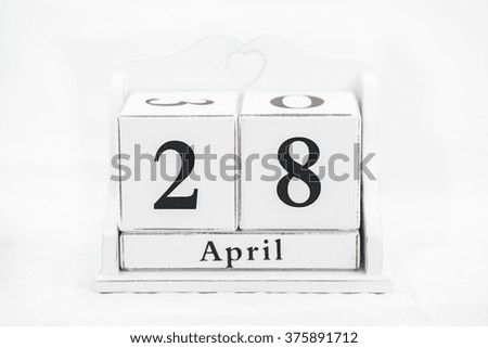 calendar april number white cube