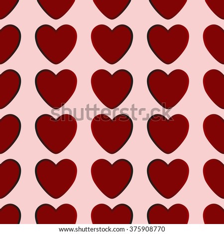 Colorful illustration background with beautiful and lovely red hearts. Happy Valentines Day.
