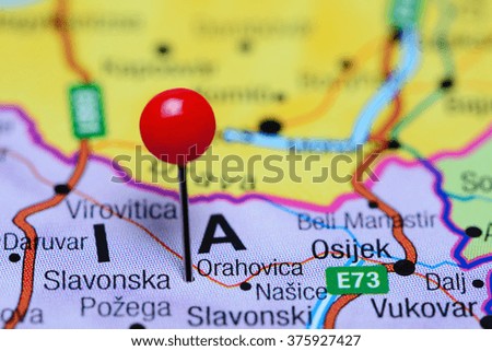 Orahovica pinned on a map of Croatia
