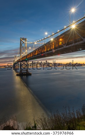 Beautiful momoent of Bay Bridge during twilight, San Francisco