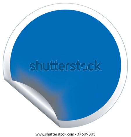 Blue sticker, isolated vector illustration on white