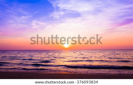 sunset and beach.  Beautiful sunset above the sea