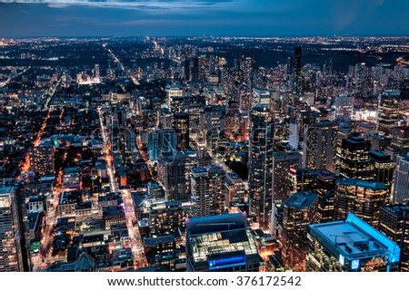 Toronto by night from above