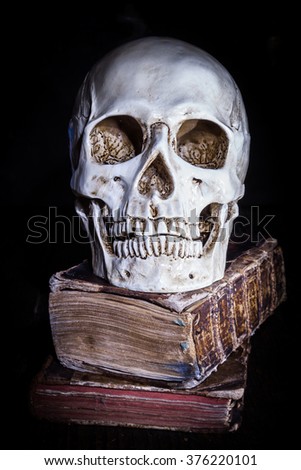 dark style picture still life with a skull