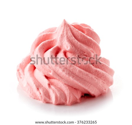 pink whipped cream isolated on white background