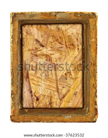 old ruined gilded frame isolated on white background