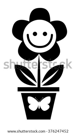 Cute flower in pot smiling