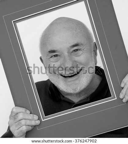 Funny old man: framed in black and white.