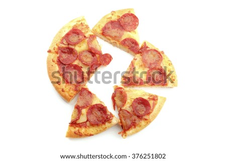 Pepperoni pizza slices  isolated on white
