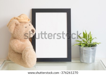 mock up frame and teddy Bear
