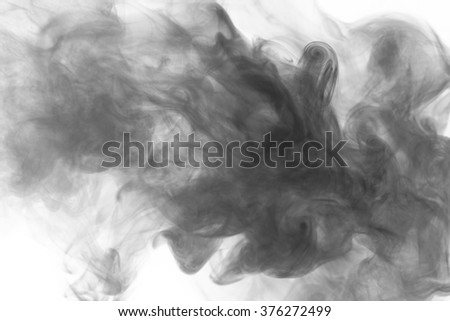 Abstract art. Grey smoke hookah on a white background. Inhalation. Steam Generator. The concept of aromatherapy.