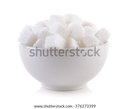 sugar cube in the bowl on white background Royalty-Free Stock Photo #376273399