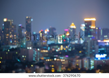 Abstract blurred bokeh light big city downtown background