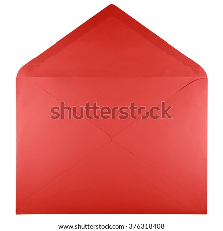 Blank open red envelope isolated on white background with clipping path