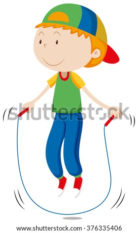 Little boy skipping the rope illustration