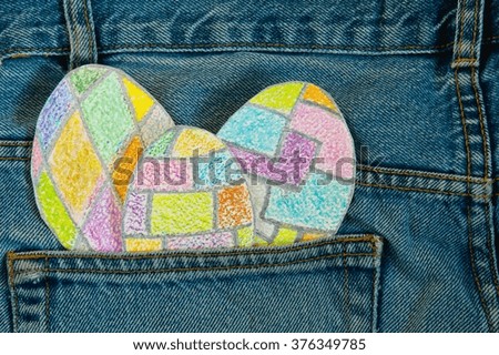painted colorful Easter eggs in a jeans pocket. I myself drew these pictures
