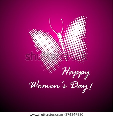 Butterfly of points. Happy Women's Day! Card. Vector