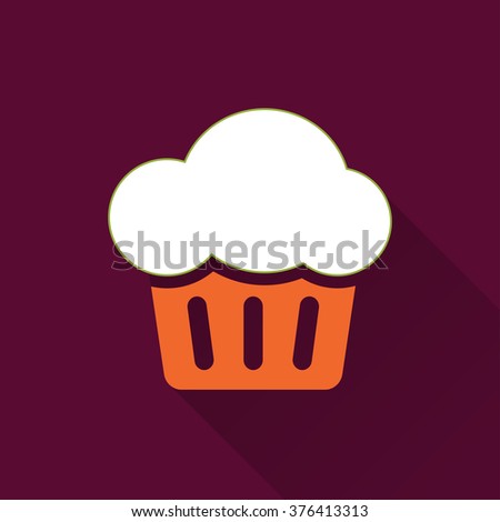 Cake  icon with long shadow, flat design. Vector illustration.