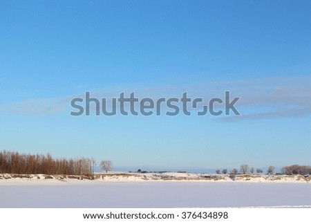 Winter landscape on the river Ob